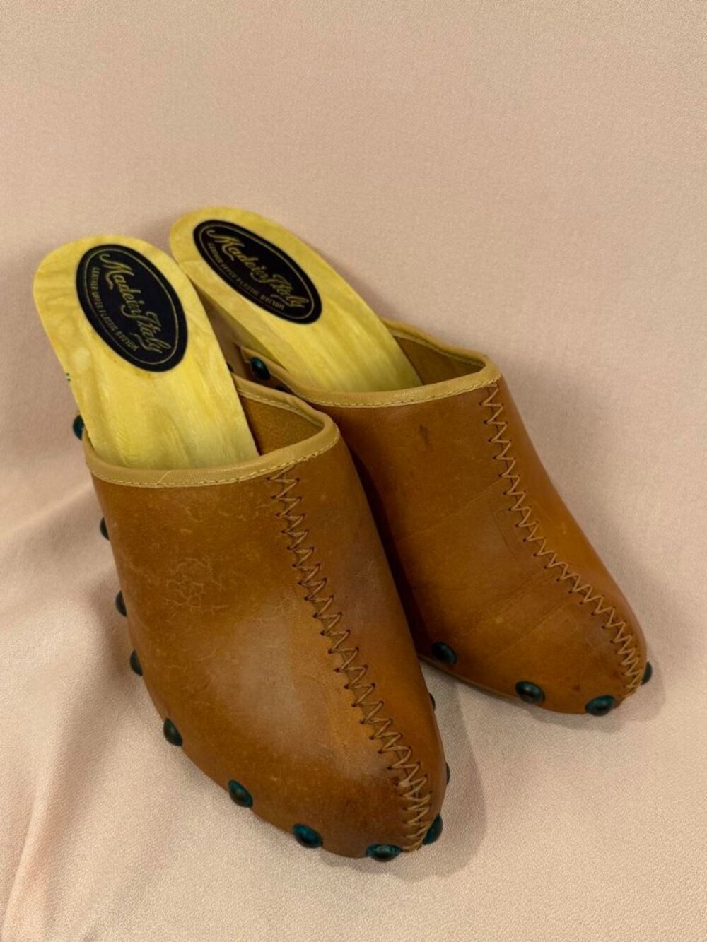 Brown Leather Clog Heels